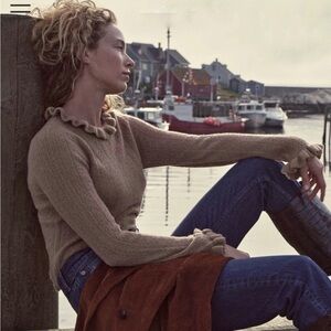NWT DÔEN Eliana Alpaca Blend Pointelle Sweater in Cork Size S